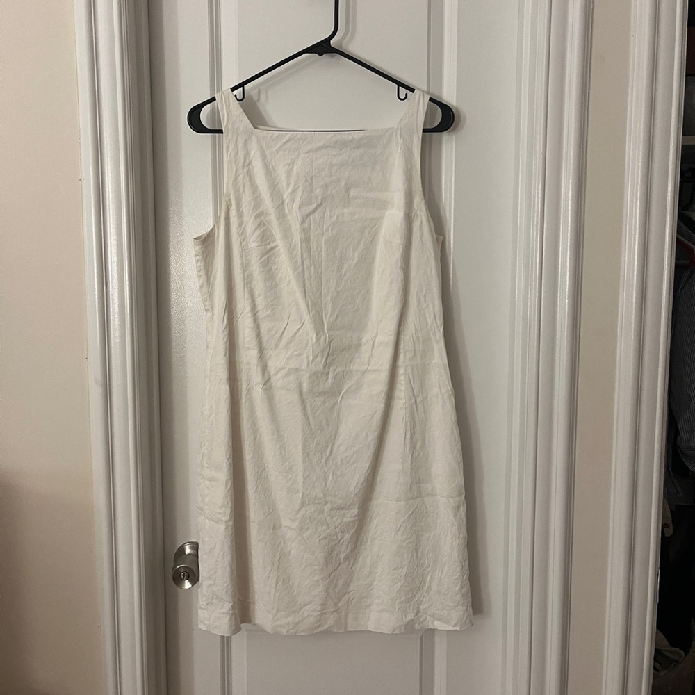 White linen theory shift dress